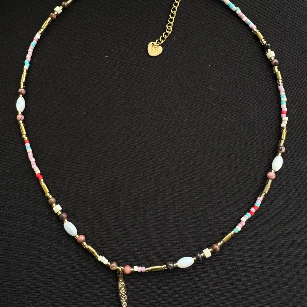 Colorful Beaded Necklace with Gold Accents